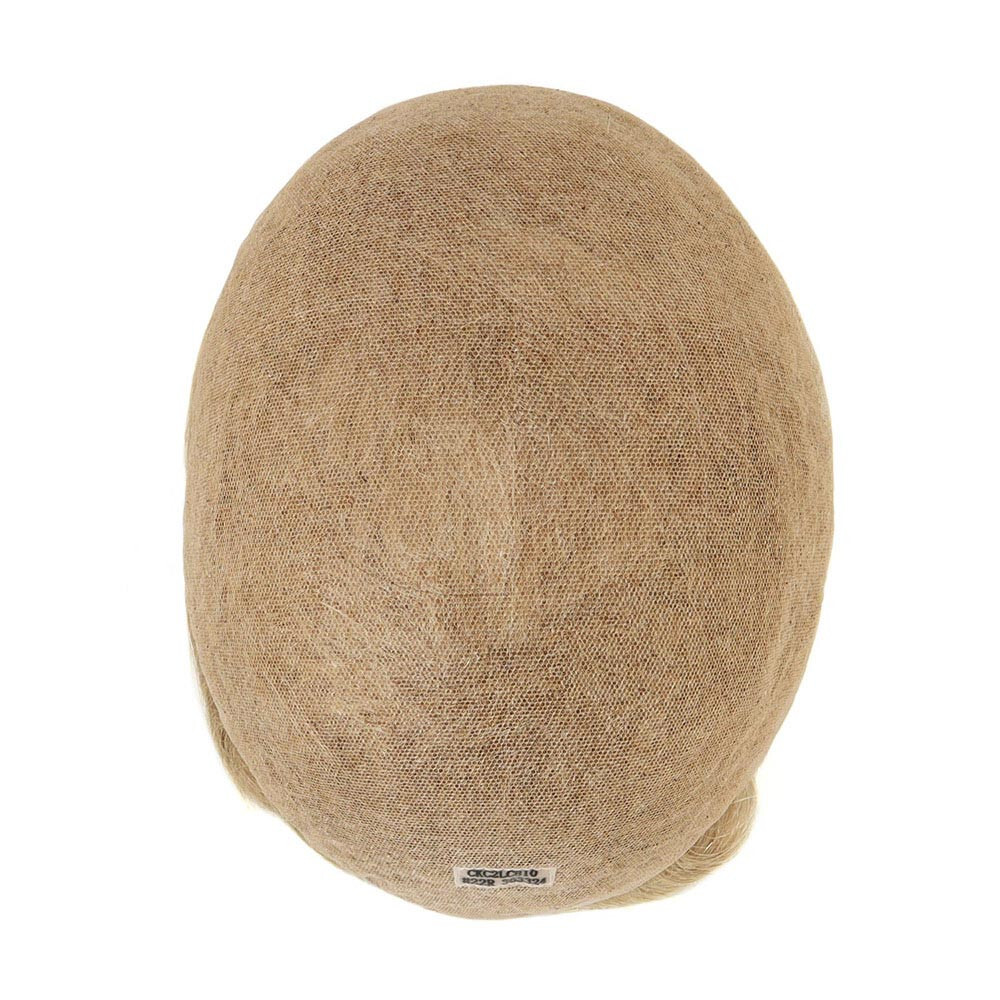 Mens Toupee Human Hair Replacement System Full French Lace Hairpiece #22R