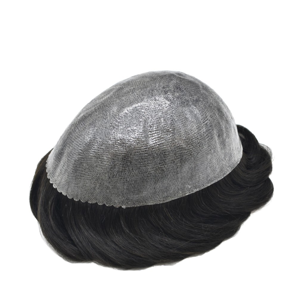Full Poly Skin Mens Toupee Injected PU Human Hair Toupee Replacement Wig for Men