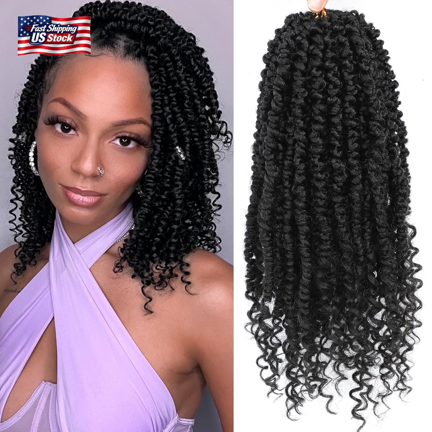 Passion Twist Crochet Hair,12 Inch 9 Packs Pretwisted Passion Twist Hair, Soft P