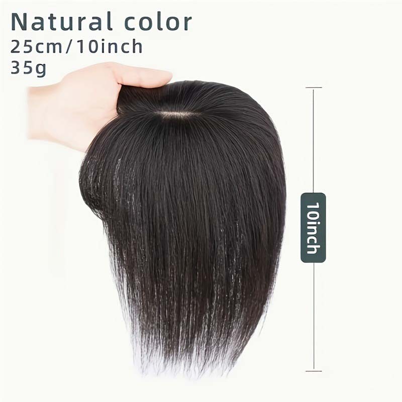 Soft Breathable Human Hair Topper with Bangs for Thinning Hair & Gray Coverage