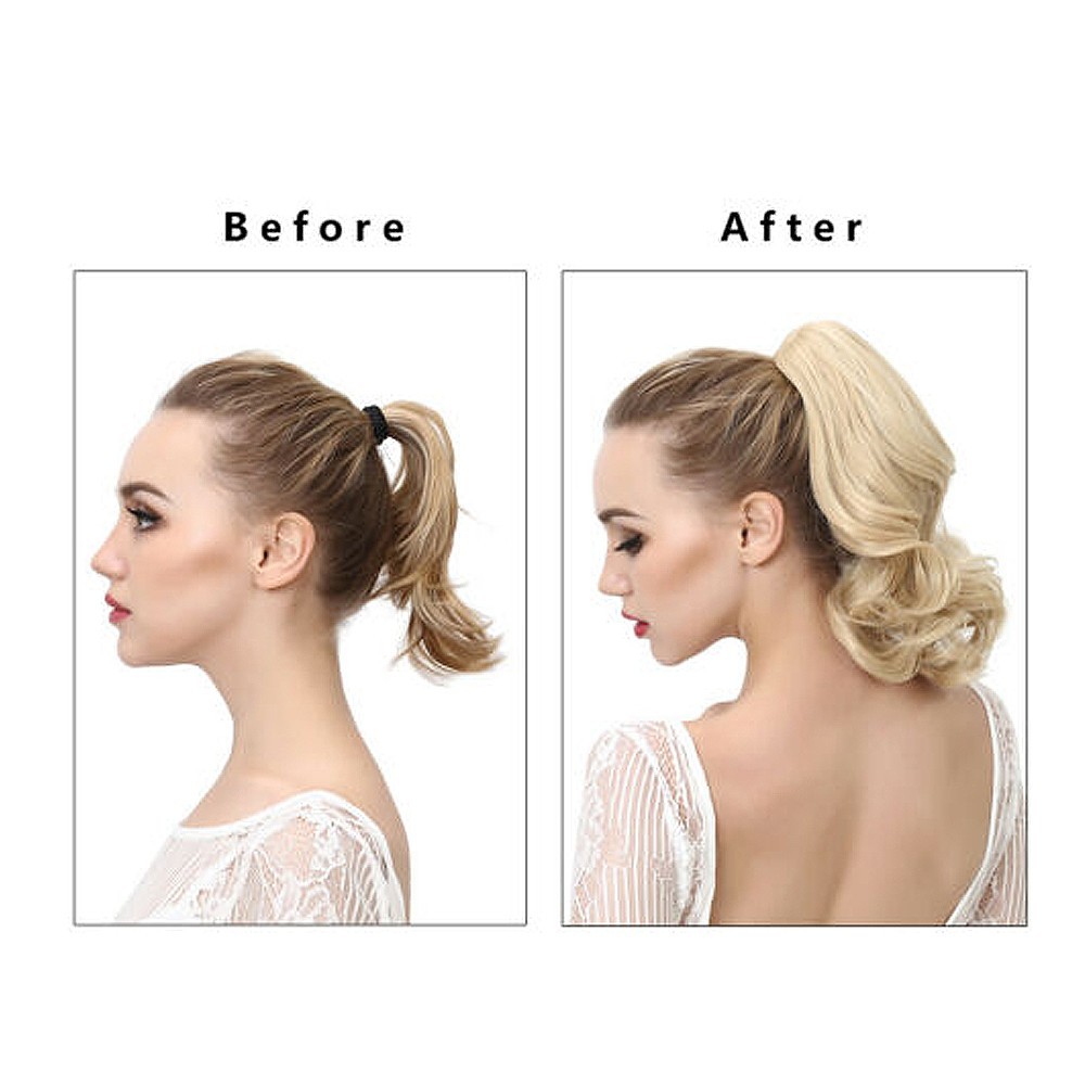 Thick Jaw Claw Clip In Ponytail Curly Wavy Hair Extensions Natural As Human Hair