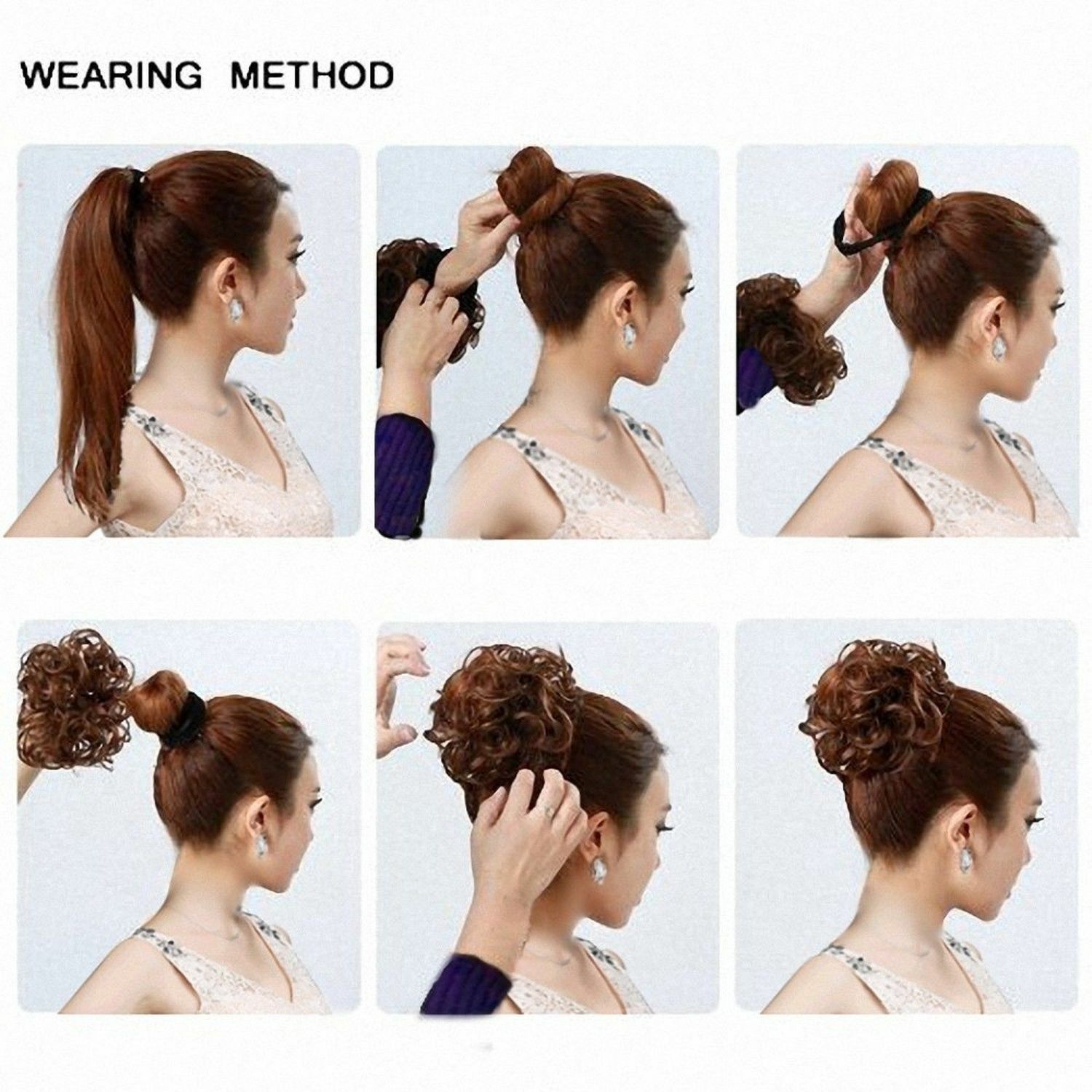 Real Thick Curly Messy Bun Hair Piece Scrunchie Hair Extensions AS HUMAN HAIR US