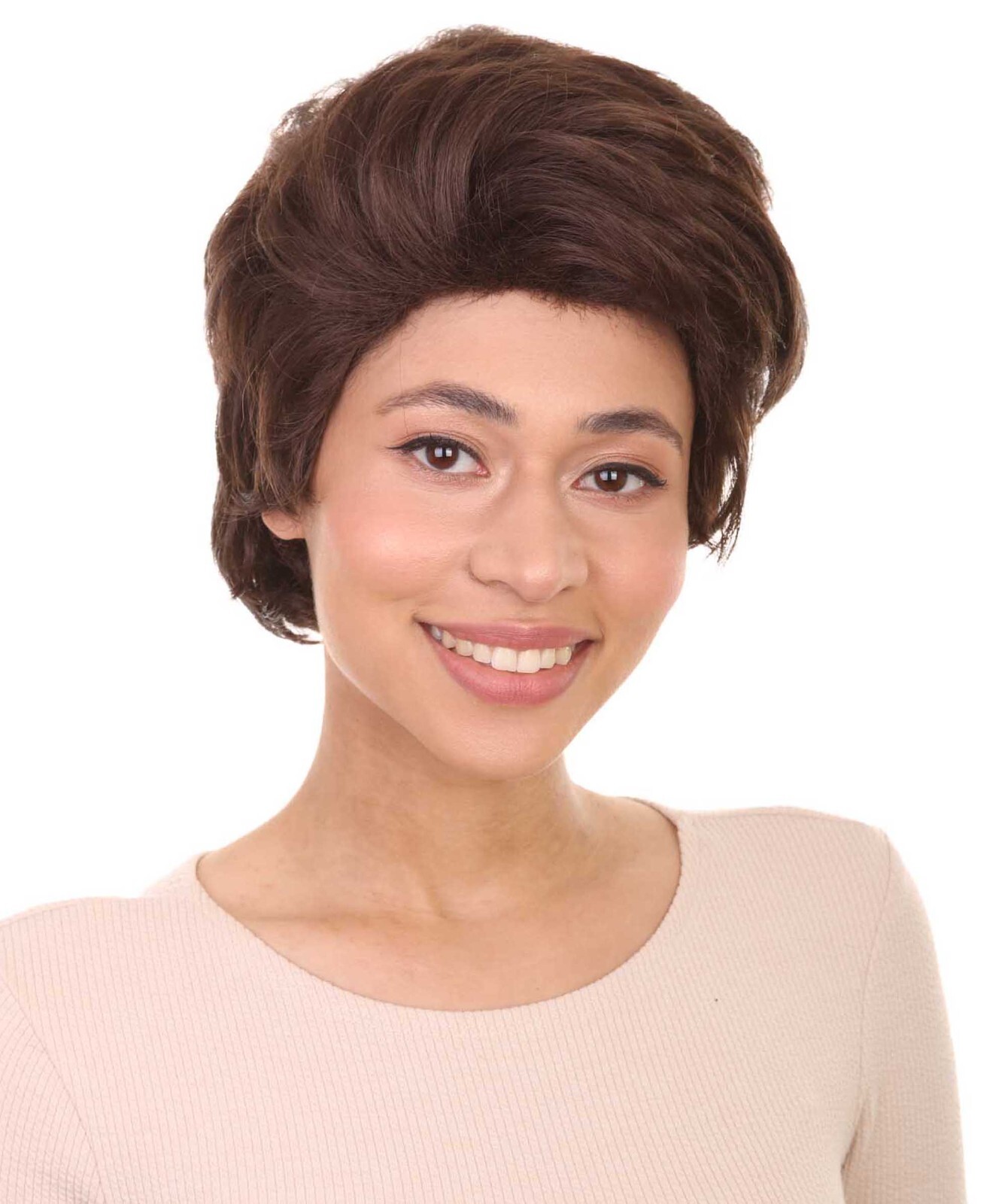 HPO Womens Short Adult Wig | Brown Vintage Wigs, Flame-retardant Synthetic Fiber