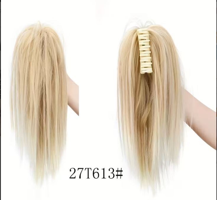 NEW Women’s Straight Synthetic 12 inch Ponytail Claw Clip Golden Blonde