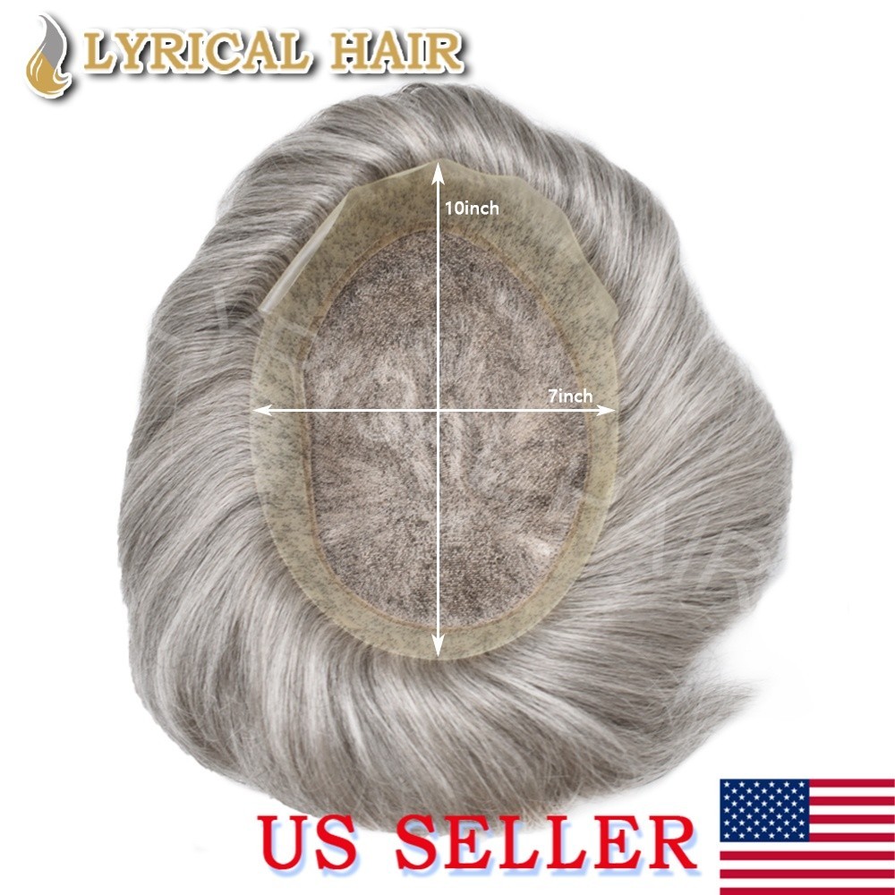 Lyrical Hair Mens Toupee French Lace&PU Human Hair Replacement System Hairpiece