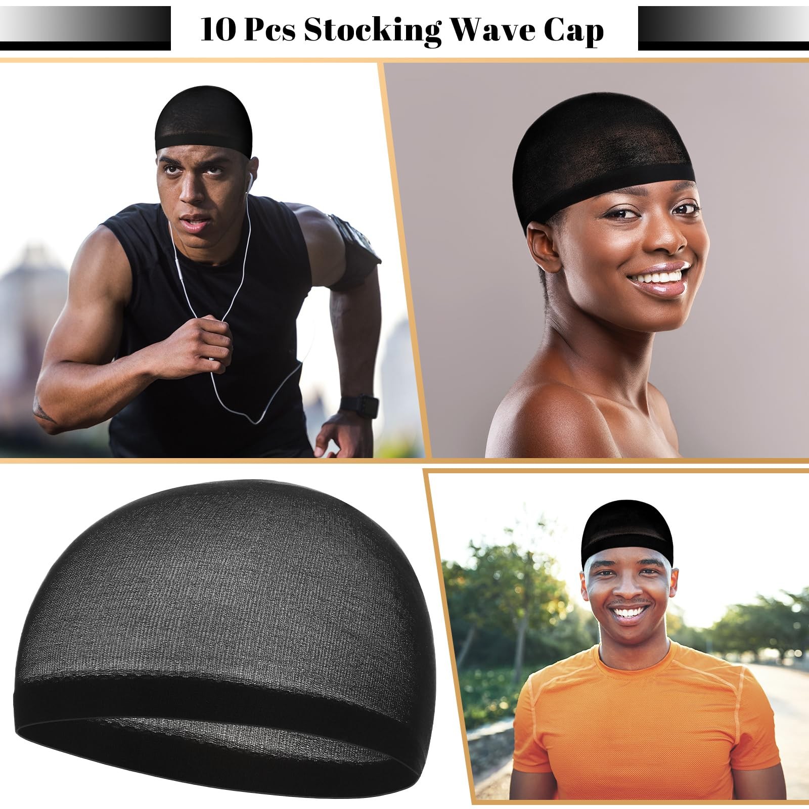 10 Pcs Stocking Wave Cap for Men Adult Stretchy Nylon Skull Wave Lightweight …