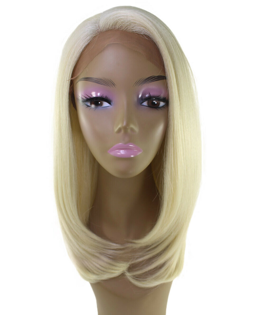 LUXLUXE Paloma Straight 18 Inch Long 360 Degree Lace Front Wig, Light Blonde