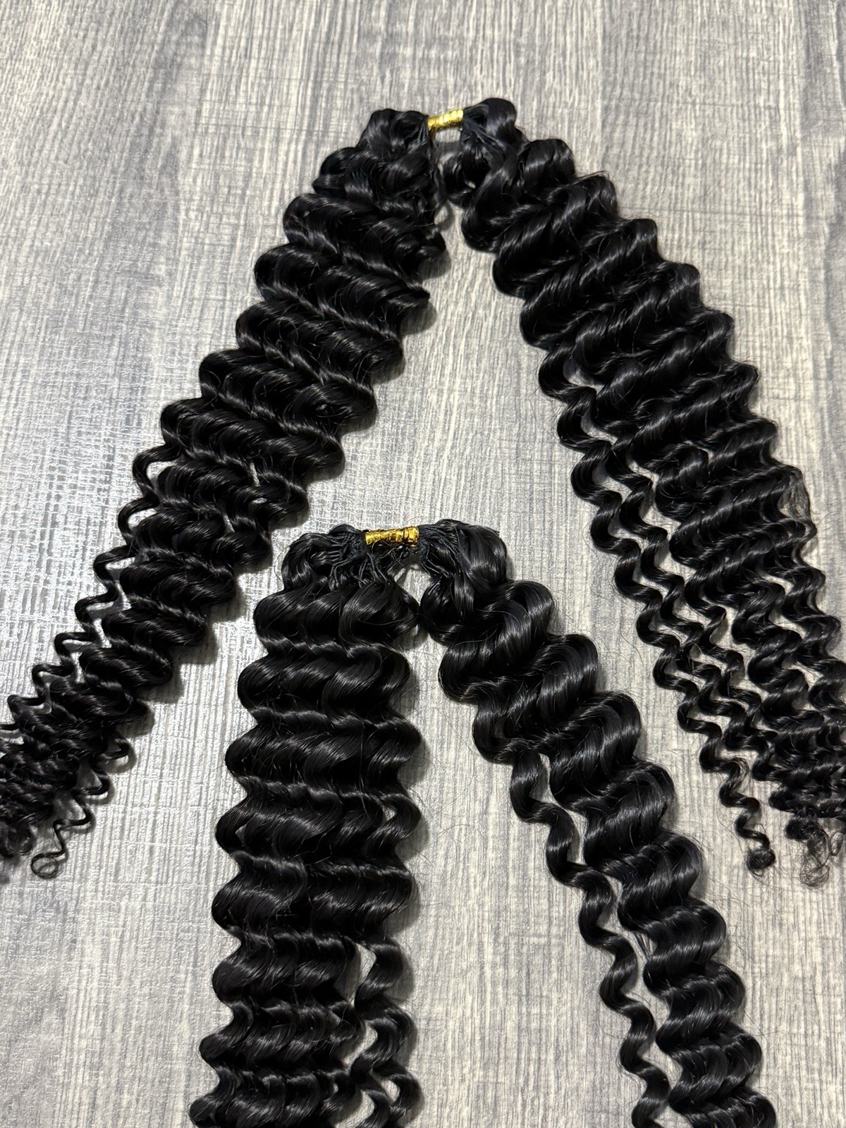 20″ 120g Human Hair Curly Feather Crochet Natural Black Pre-Looped