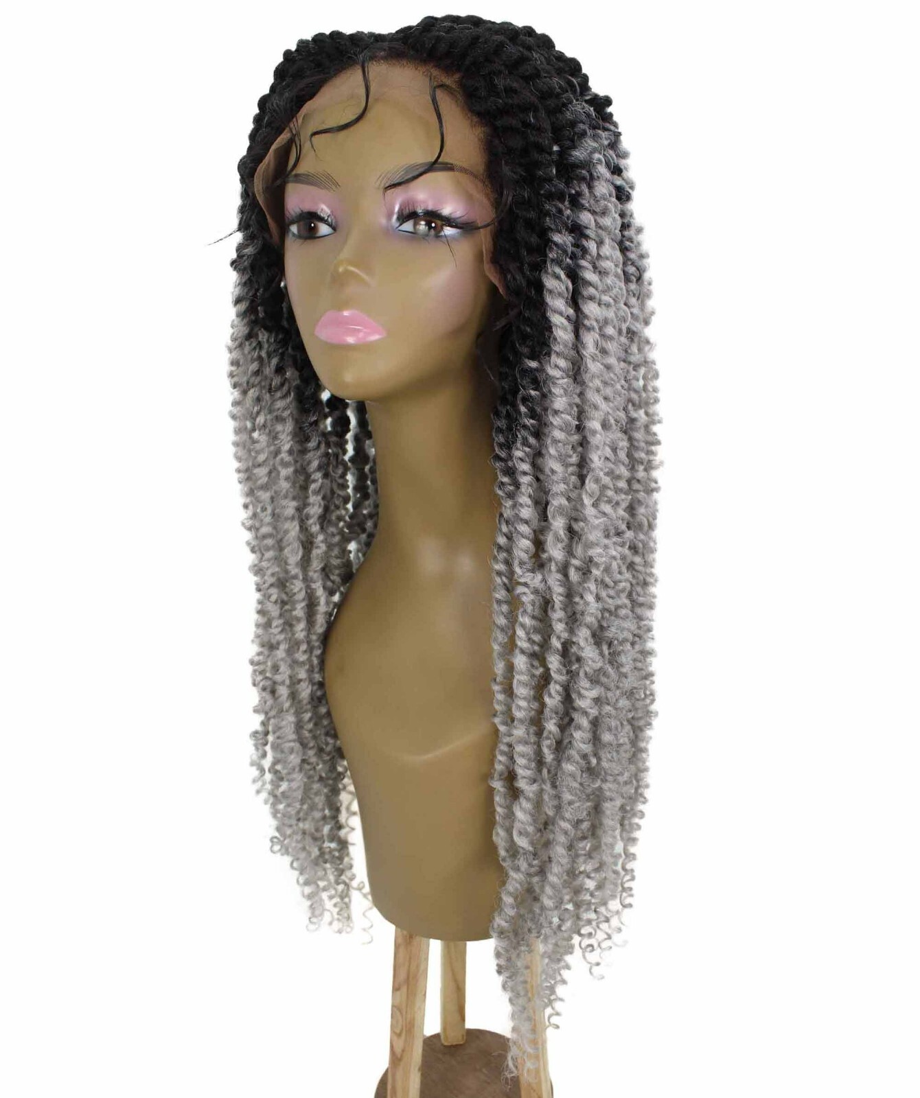LUXLUXE Esosa Curly Esosa 31 in Long Esosa 4X4 Hand Tied Lace Braid Braided Wig
