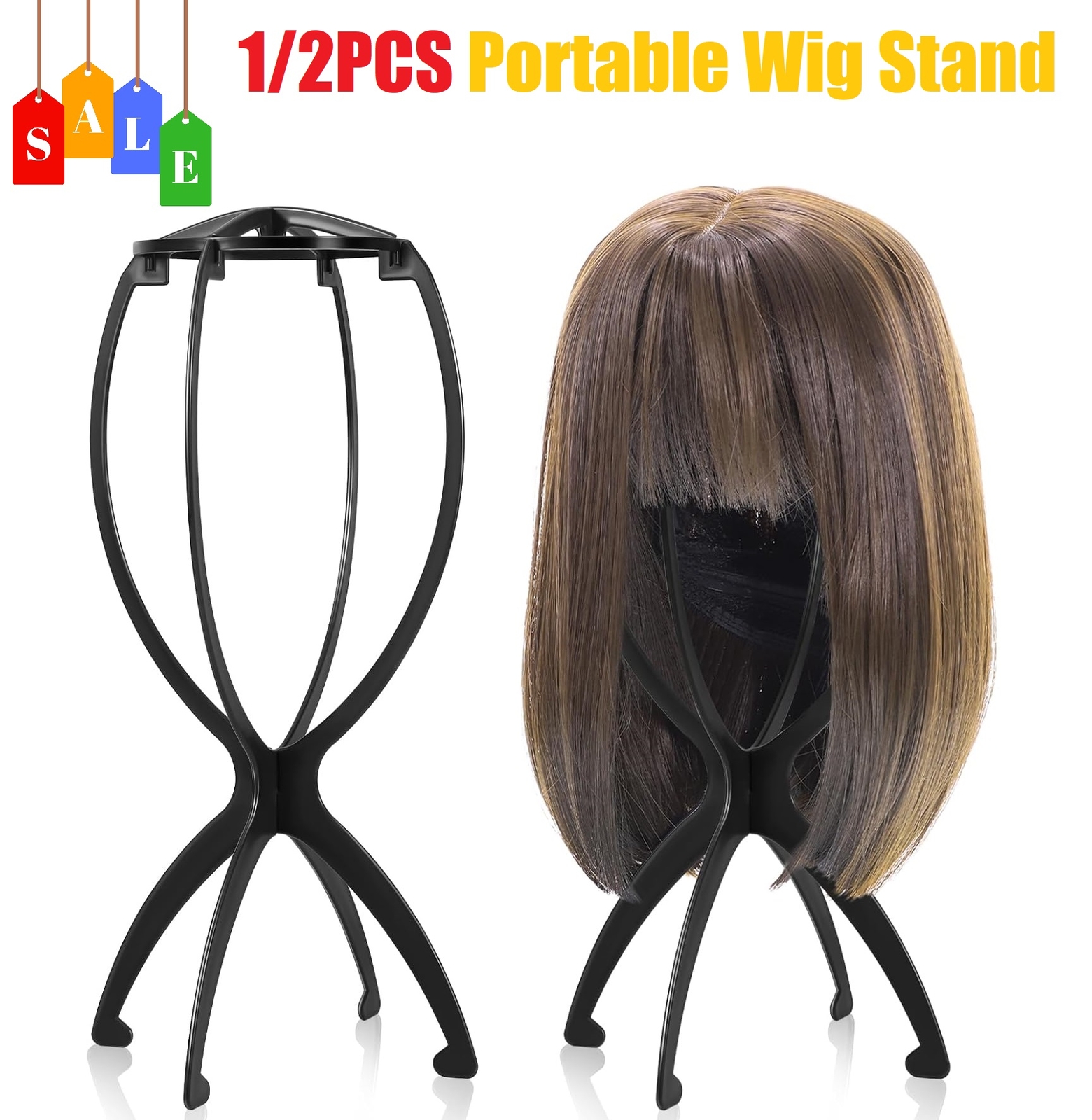2× Hat Head Wig Stand lot Wig Stand Holder for Multiple Wigs Display Collapsible