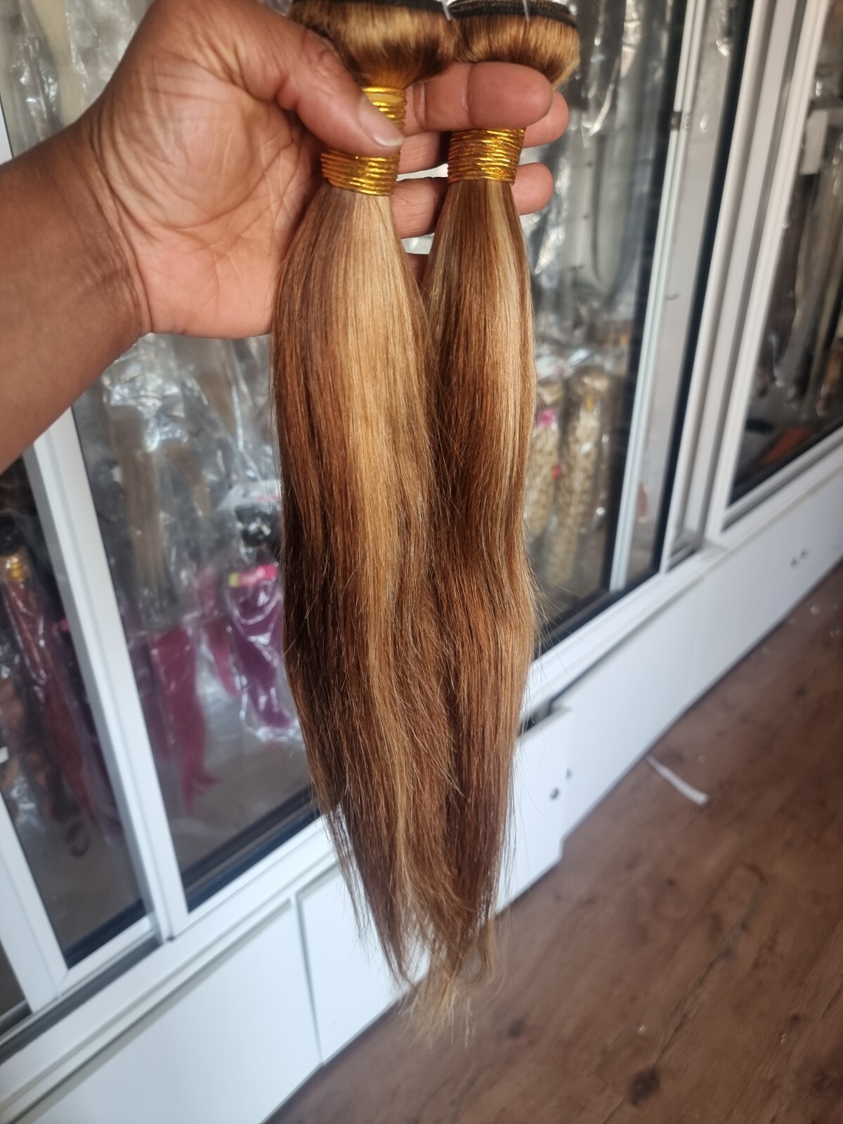 4/27# PIANO BALAYAGE BRAZILIAN VIRGIN HUMAN HAIR BUNDLE STRAIGHTE 200g 18+20INCH
