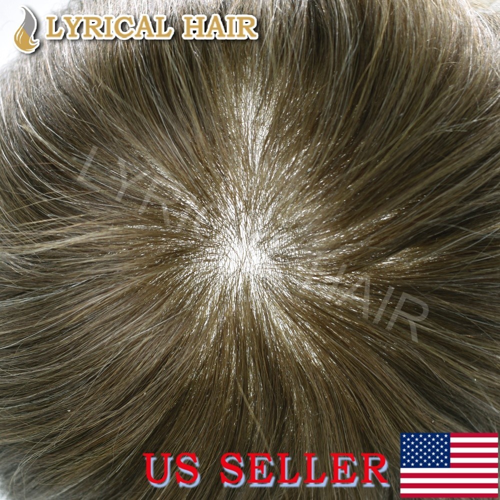 Ultra Thin Full PU Mens Toupee Human Hair Skin Base Replacement Hairpiece System
