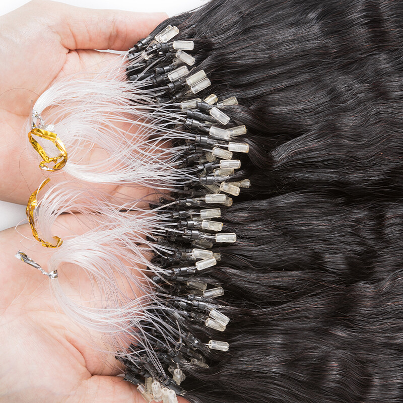 Kinky Straight YAKI Micro Links Loop Ring Beads Human Hair Extensions Pre Bonded