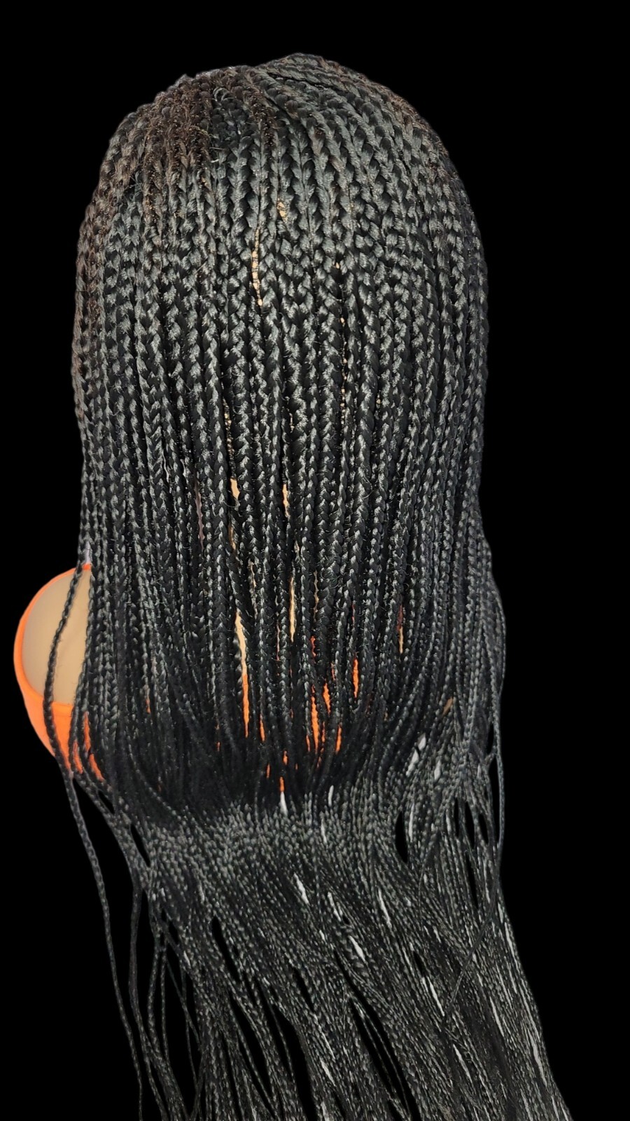 Braided Wig Cornrow Box Braids Jet Black Full Lace Glueless Handmade 24″