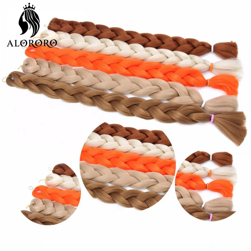 Alororo Synthetic 82 Inch Jumbo Braid Hair High Temp Fiber Purple Red
