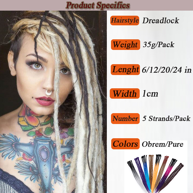 Woman Full Head Dread Lock Crochet Dreadlocks Hair Extensions 24″ Long As Human