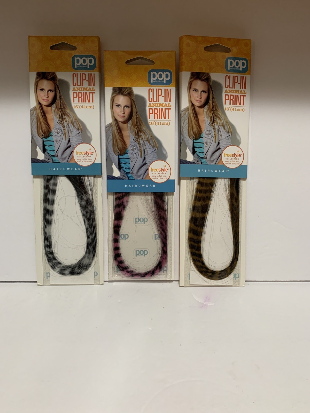 Hairuwear Put On Pieces Clip-in Animal Print Pink,White,Gin Tiger Hair Extension