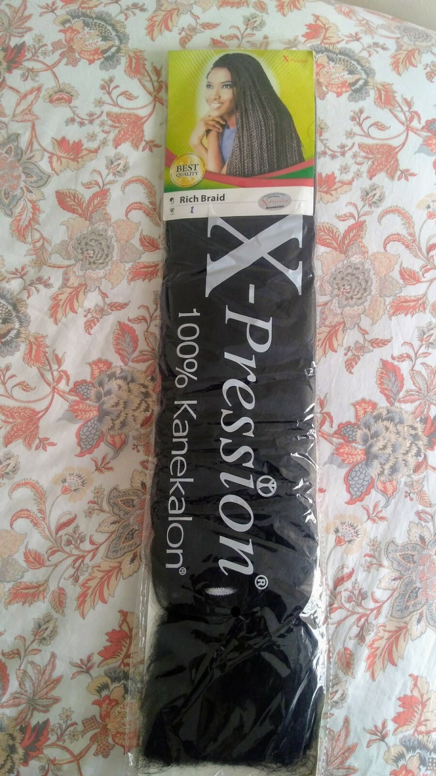 Xpression hair, 100% kanekalon, Rich braid, 75 inches, weigh 9 Oz, Color 1