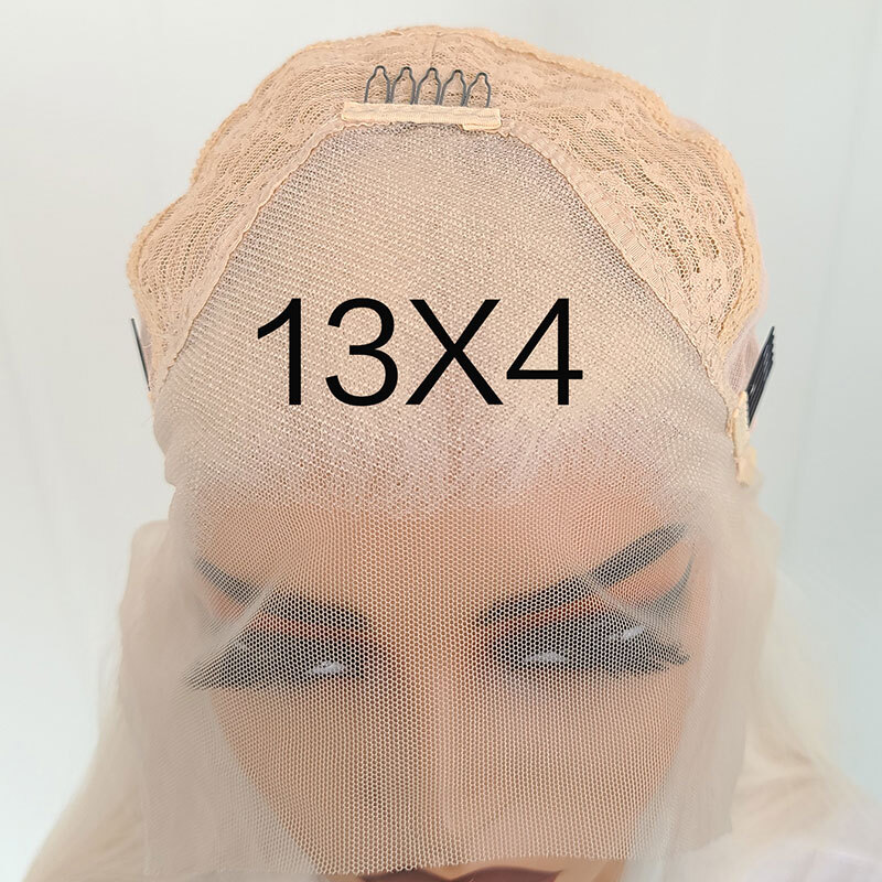 Platinum blonde Heat Resistant Hair Glue Less Lace Front Wig Long Straight