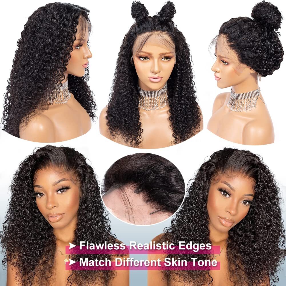 AA Black Hair Front Wig Lace Women’s Brazilian Human Long Curly Wavy Hair Wig US