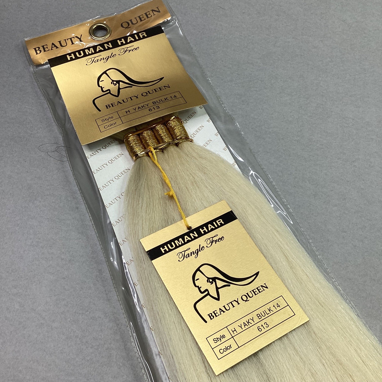 BEAUTY QUEEN Human Hair Extensions H Yaky Bulk 14 613 Platinum Blonde