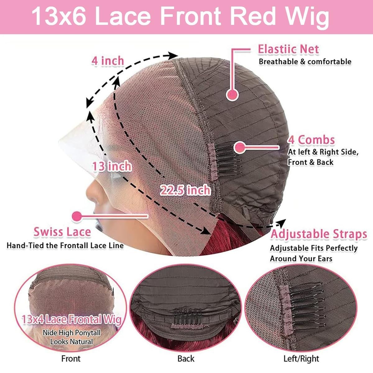 99J Burgundy Lace Front Wig 30″ Body Wave Human Hair 180% Density Pre Plucked HD