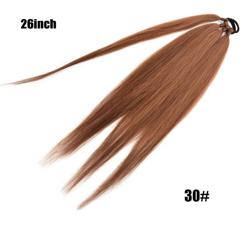 26 Inch Ombre Black Brown Grey Synthetic Boxing Braids Ponytail Extensions Wrap