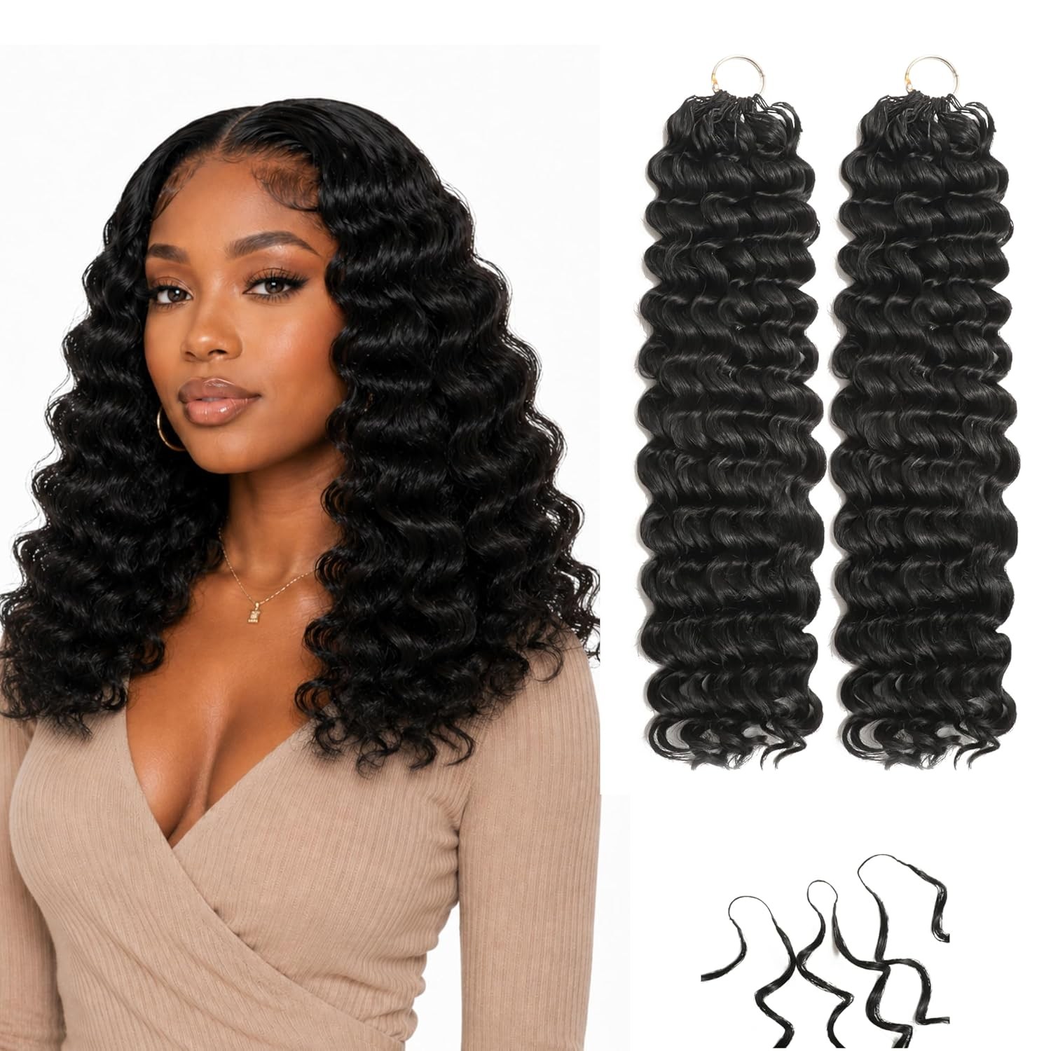 Miracle Knots Hair Deep Wave Texture, 120g 100 Strands Synthetic Fiber Feather C