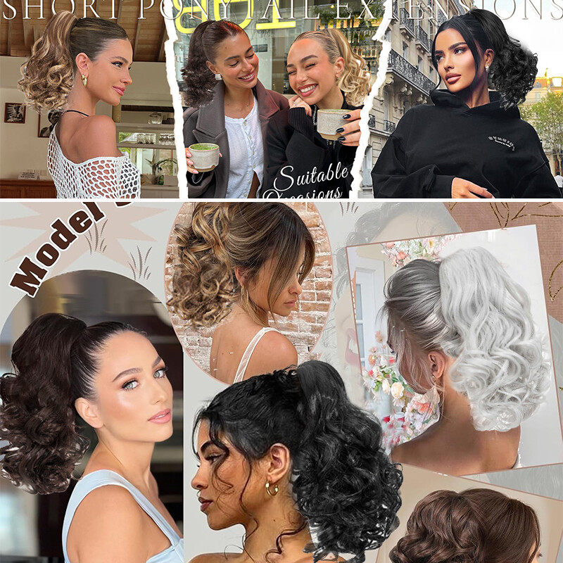 THICK Claw On Clip Ponytail Real As Human Pony Tail Hair Extension Wavy Natural