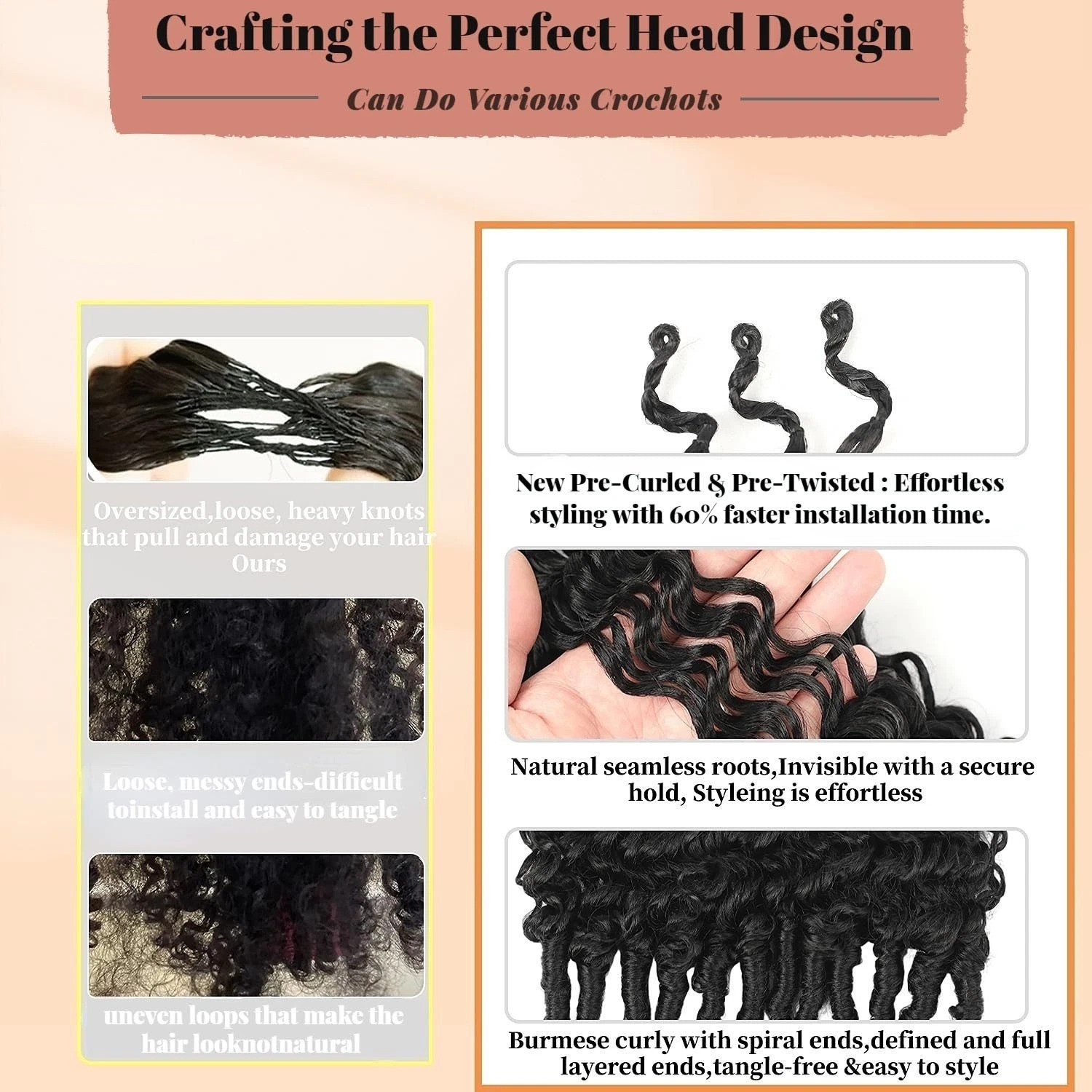 8 Packs 14 Inch Burmese Curly Crochet Hair – Effortless & Knotless Installation