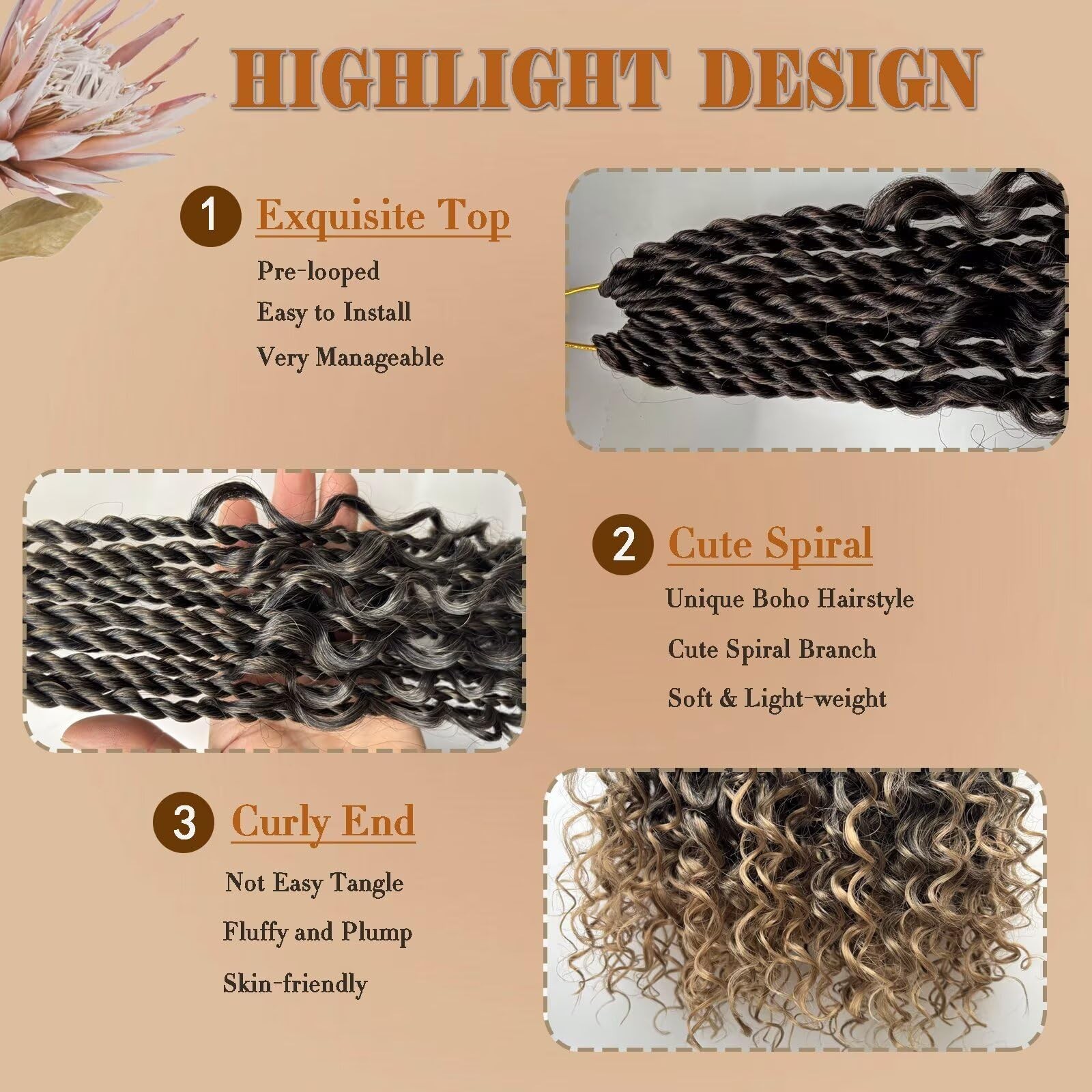 Boho Island Twist Crochet Hair 8 Packs 18 Inch Pre-Looped Goddess S… Fast Ship