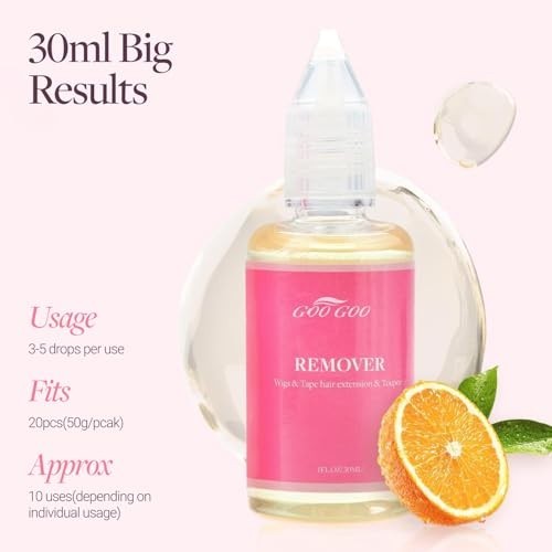 Tape-In Hair Extension Remover 30ml + 72 Double-Sided Tape Tabs, Safe Adhesive K