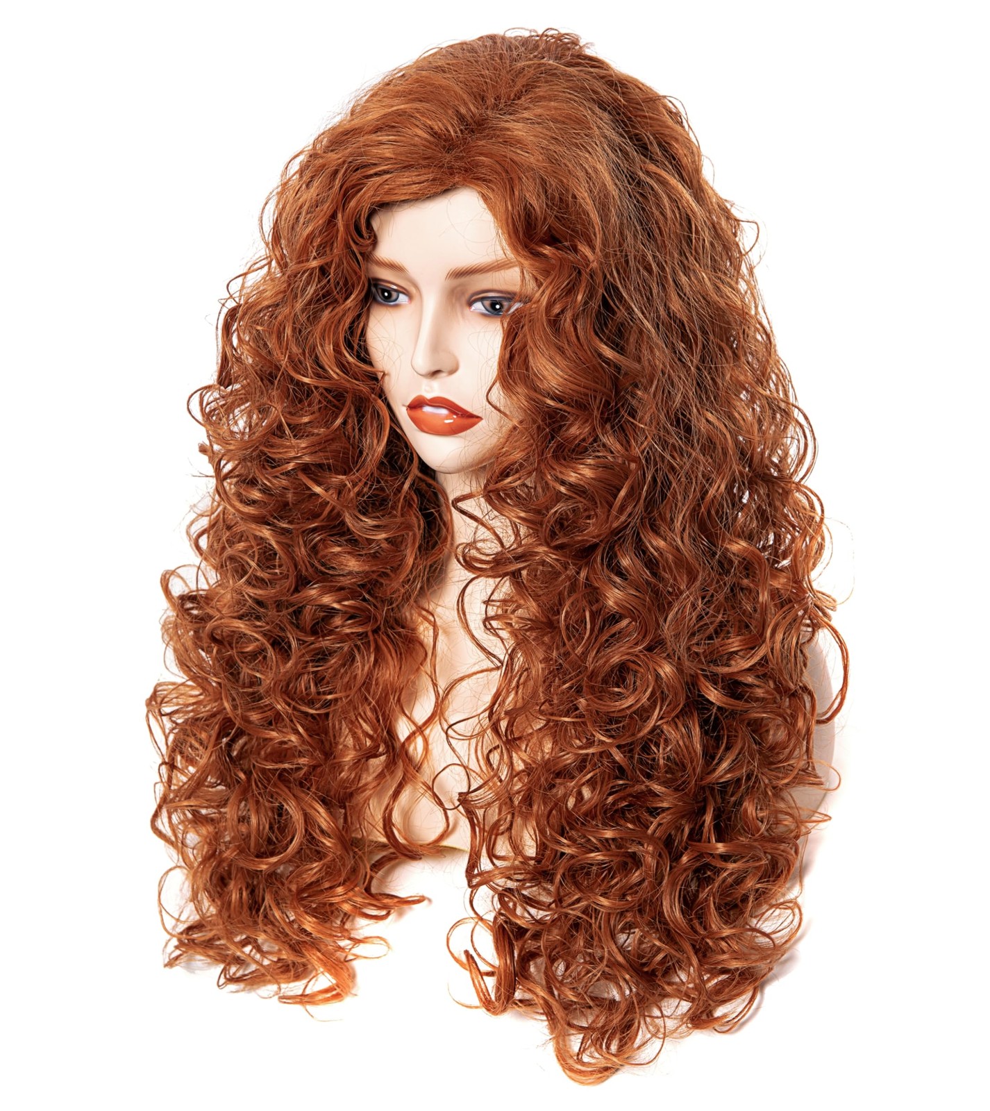 28 Inches Long Wavy Ginger Wigs for Women Auburn Natural Curly Synthetic cost…