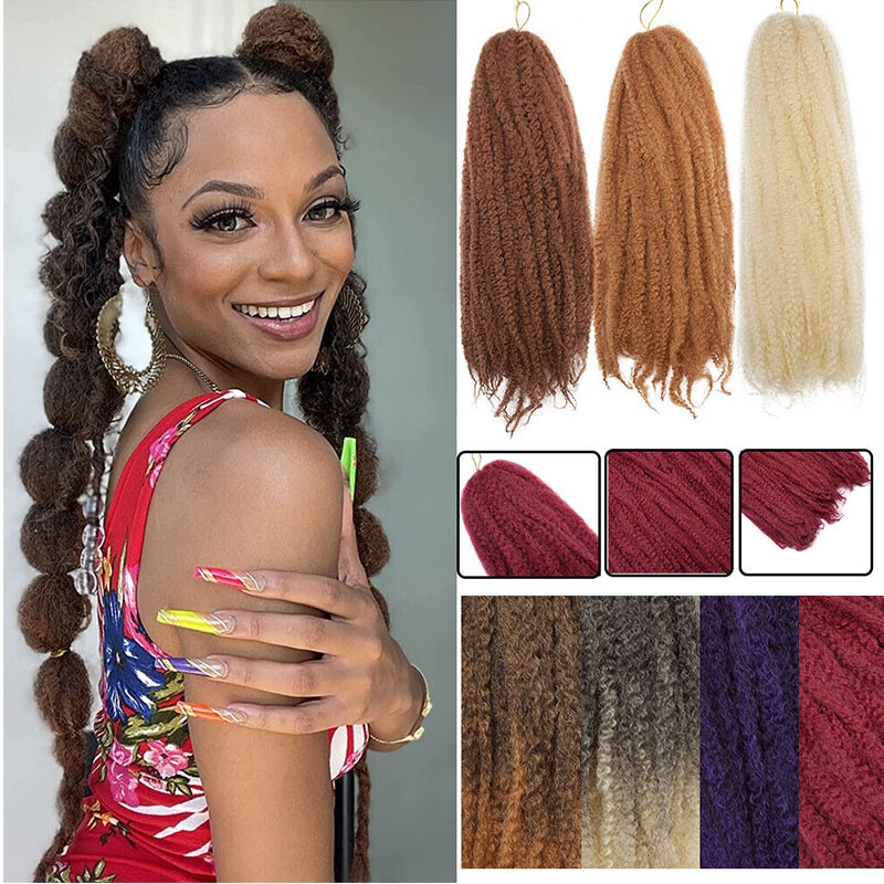 Afro Kinky Bulk Hair Extensions Afro Curly Twist Crochet Braids Ombre as Human