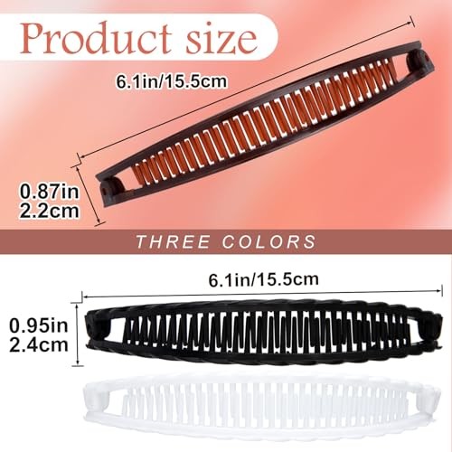 Vintage 90s Banana Hair Clips for Women – 3pcs – White & Black & Coffee
