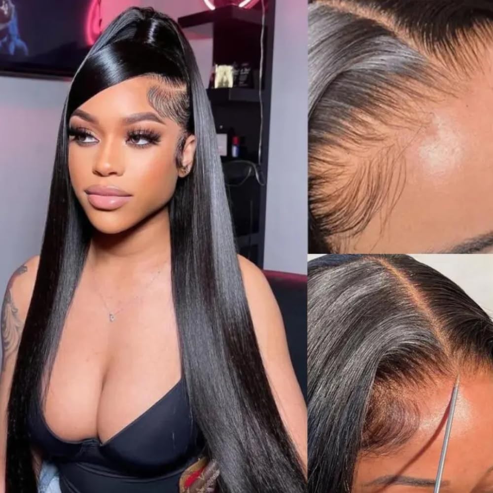 26-Inch Straight Synthetic Lace Front Wig with Adjustable Straps & Baby Hair
