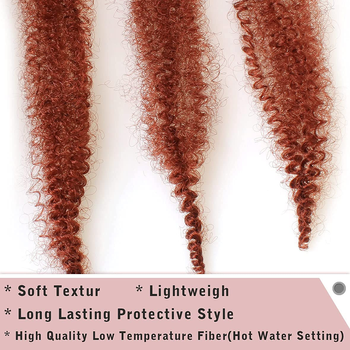 #350 Copper Kinky Curly Crochet Braids Short 16 inch synthetic extensions bundle