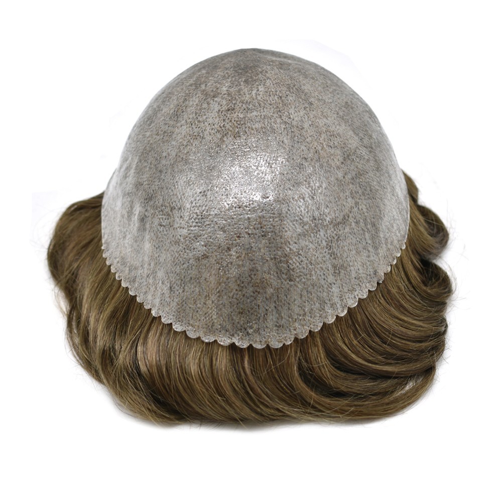 Mens Poly Hairpiece Thin Skin PU Injected Toupee Hair for Men Human Hair System