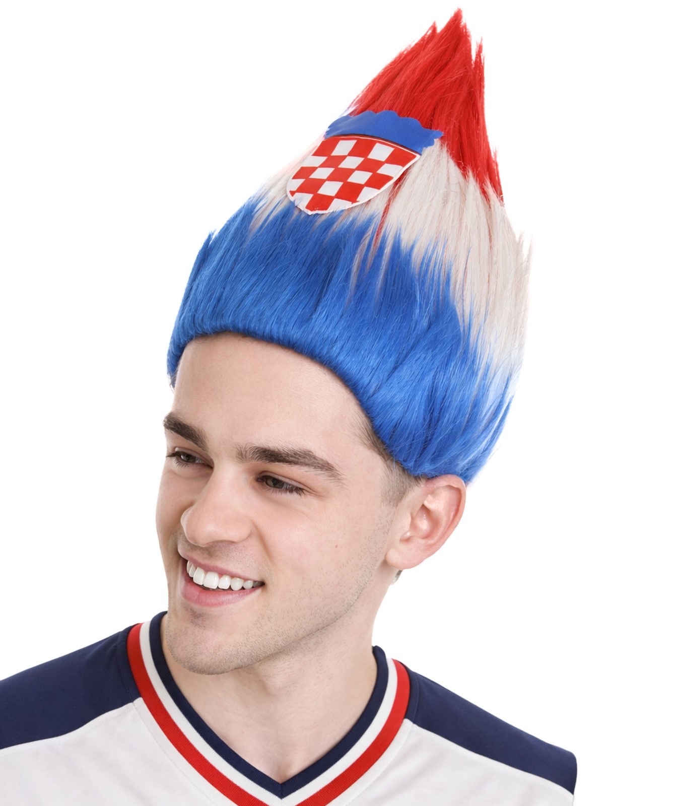 HPO Flagwigs Adult Unisex Serbia Flag Troll Wigs,Perfect for Cosplay HM-797A
