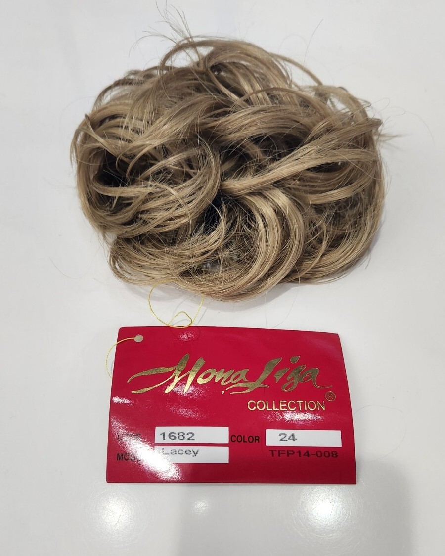 3.5″ Curly Scrunchie Ponytail Synthetic 24 Light Golden Blond Messy Bun