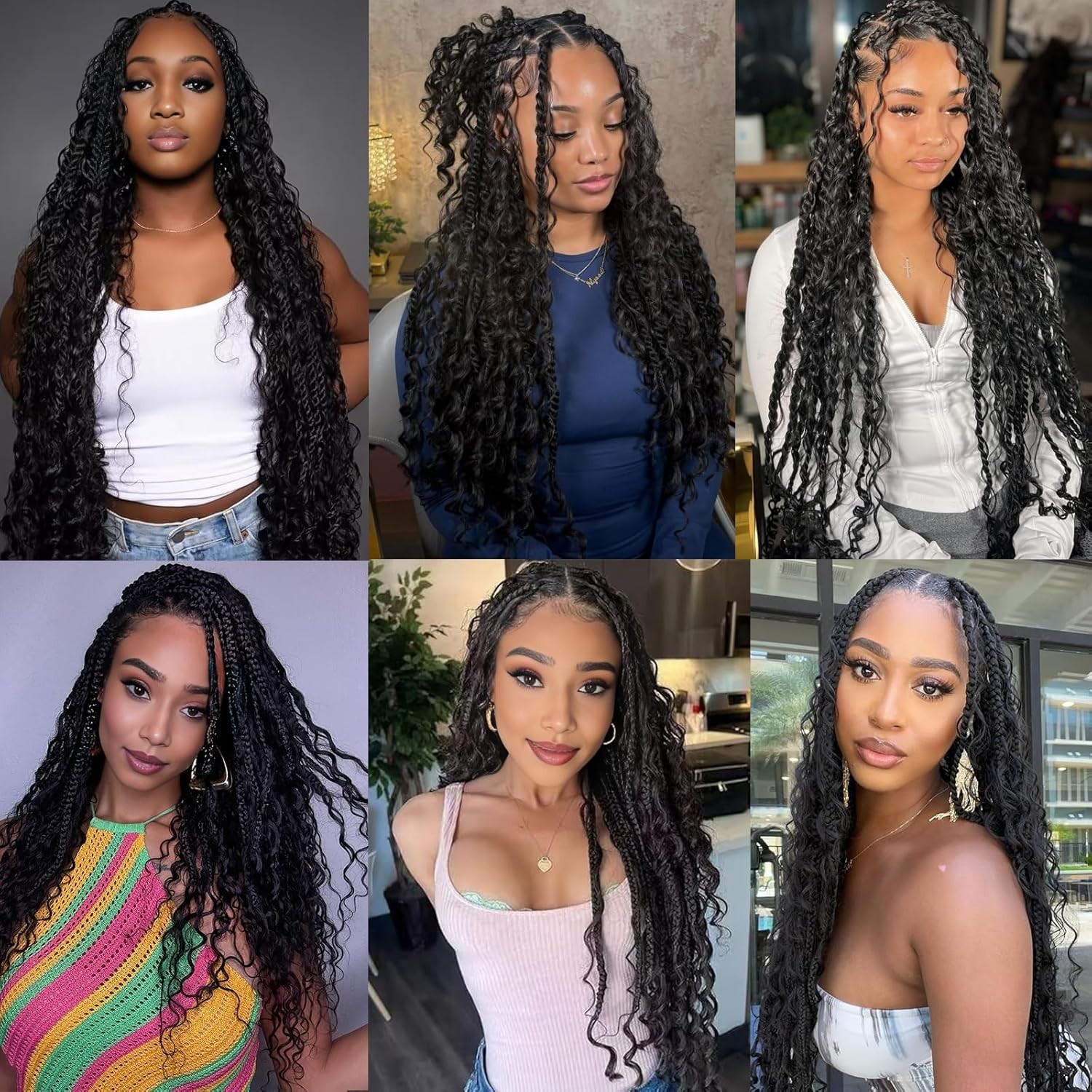 Boho Style Deep Wave Crochet Hair, 18 Inch – Soft Synthetic Hair in Black, 3 Pcs