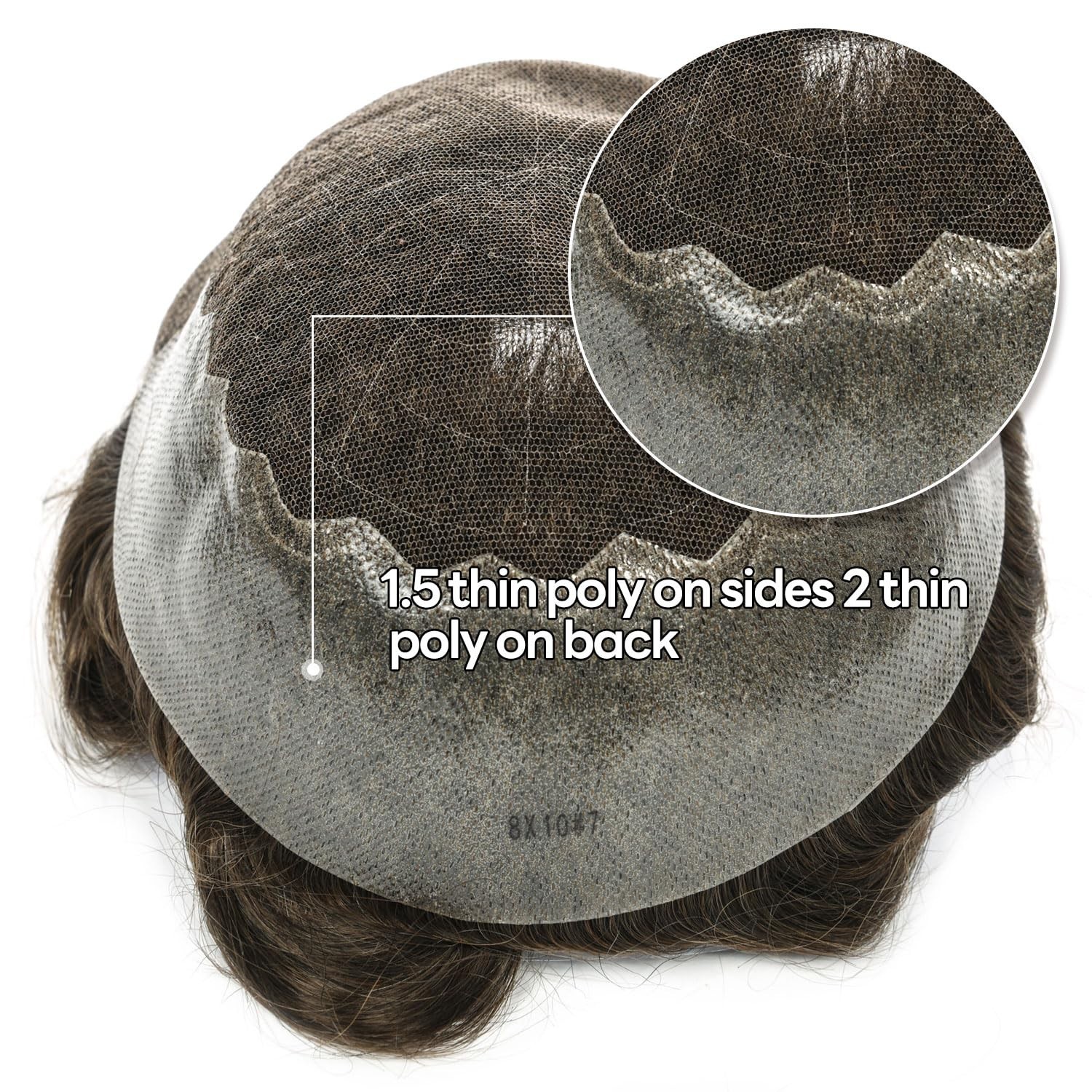 0.04mm Ultra Thin Skin Toupee V-looped – Dark Ash Blonde – Light/Med Density