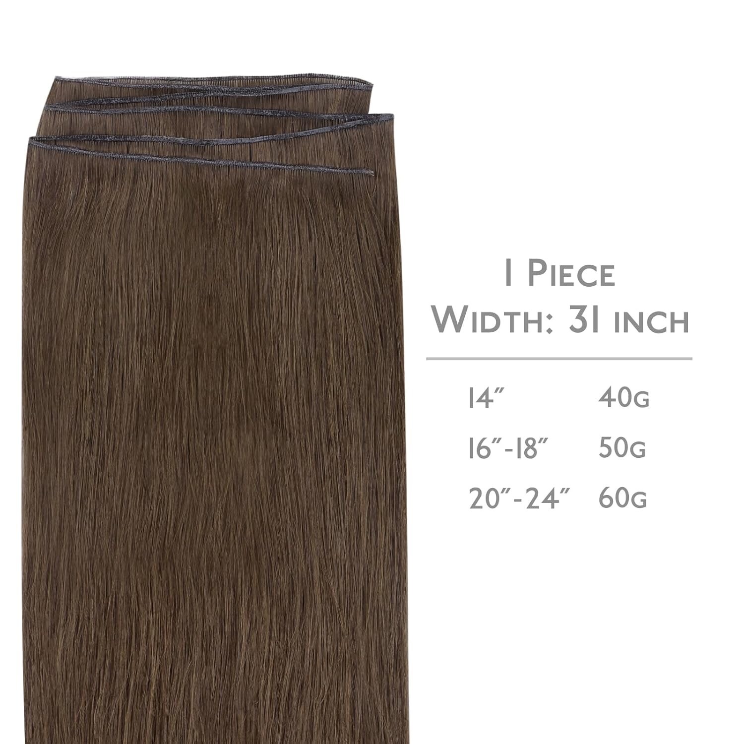 WENNALIFE Genius New Weft Hair Extensions Real Human Hair, 24″ 60g Light Ash Bro