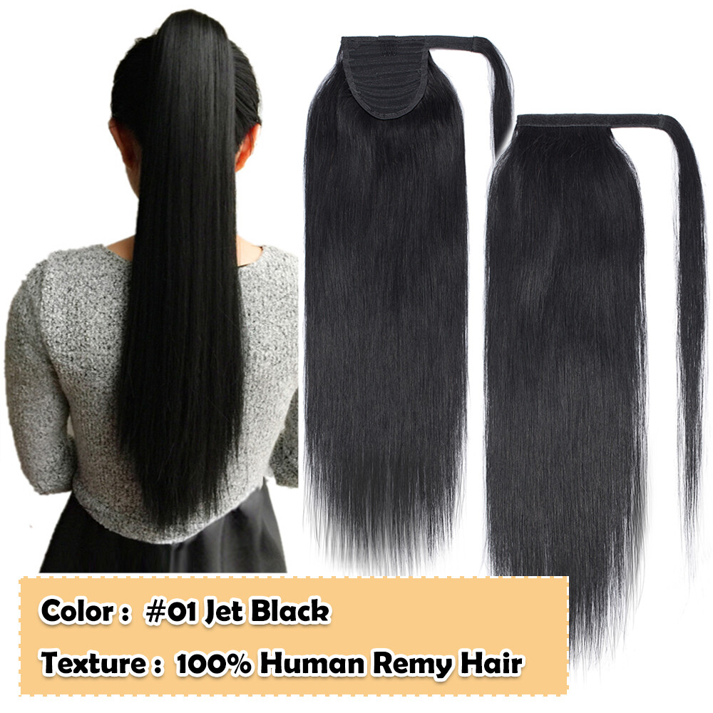 Long Thick Wrap Around Ponytail Clip In Real 100% Remy Human Hair Extensions USA