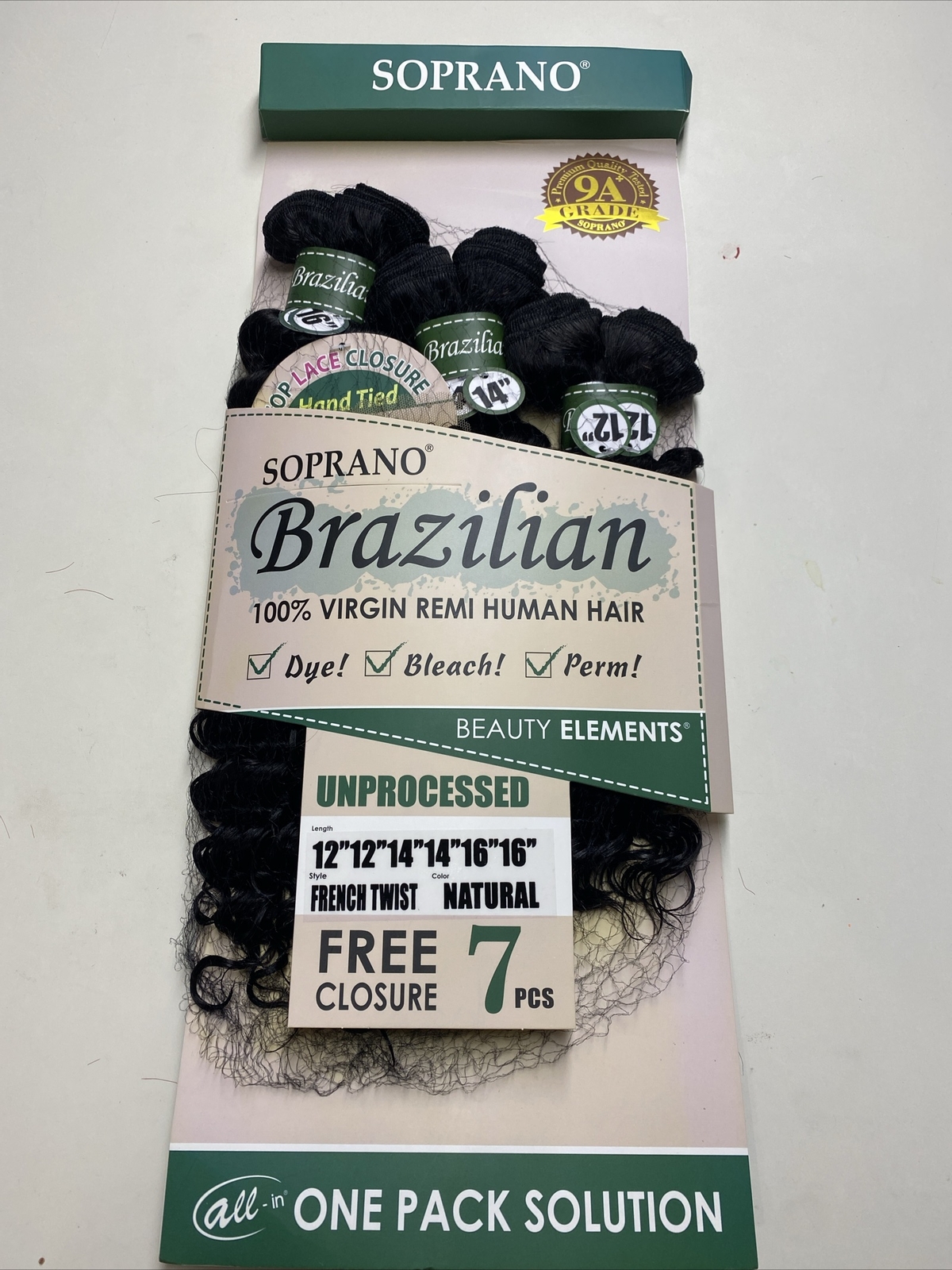 SOPRANO BRAZILIAN 12″,14″,16″ + CLOSURE FRENCH TWIST_#NATURAL