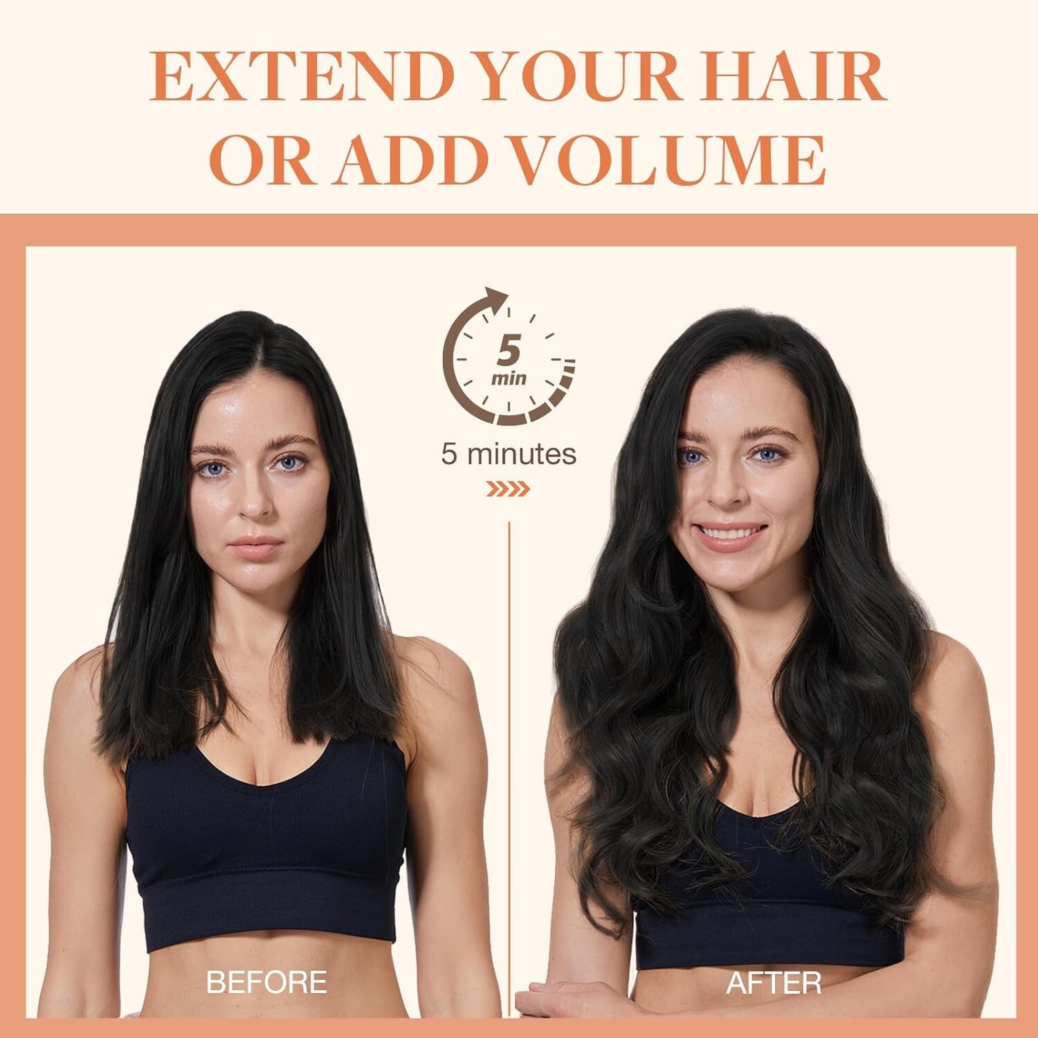 GOO GOO Invisi Edge Clip in Hair Extensions, 16inch 110g 7Pcs, Injected Seamless