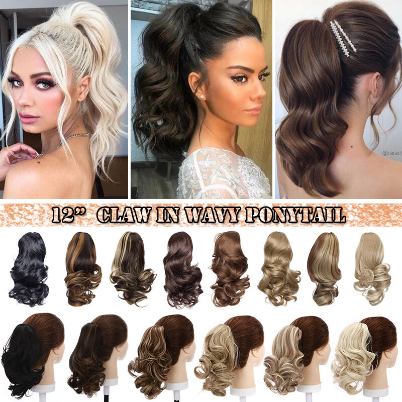 AAA+ Natural Jaw Claw On Ponytail Hair Extensions Clip In Hair Piece ExtraThick