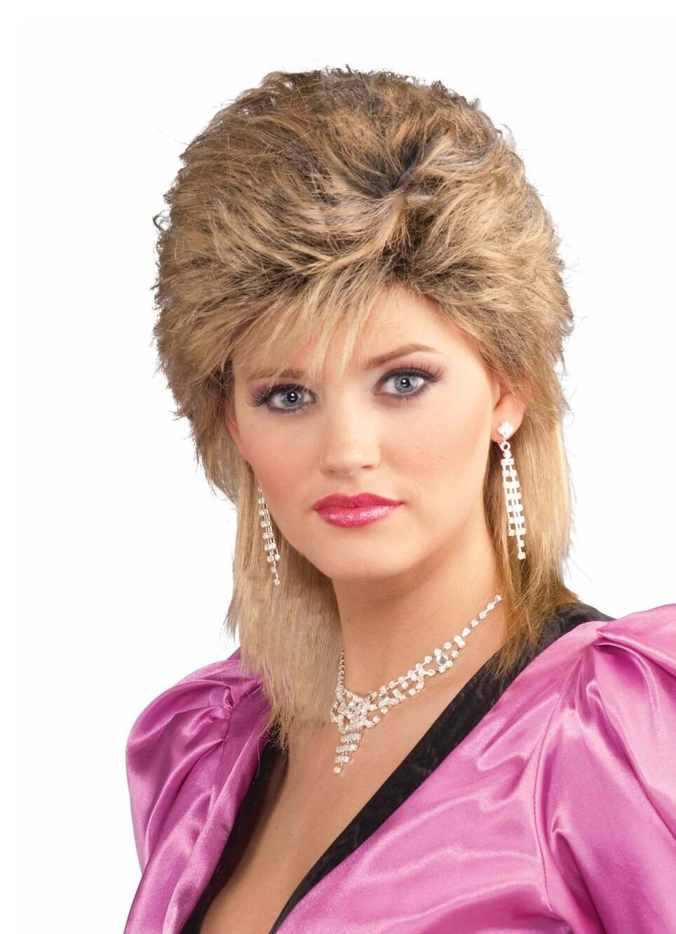 80s Salon Wig Mixed Blonde retro beauty shop adult girl hair stylist stage party