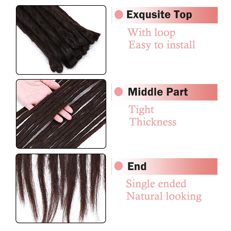 20 Inch 24 Inch Pre-Looped Dreadlocks SE Dreads Locs Synthetic Hair Extensions