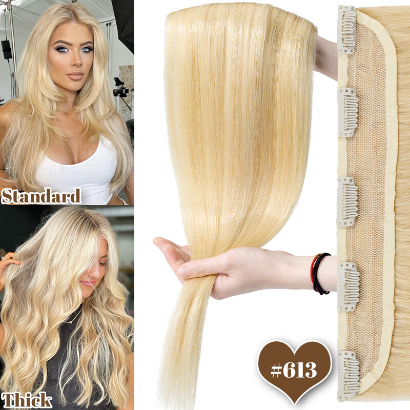 CLEARANCE 1PCS THICK Clip in 100% Remy Human Hair Extensions Full Head One Piece